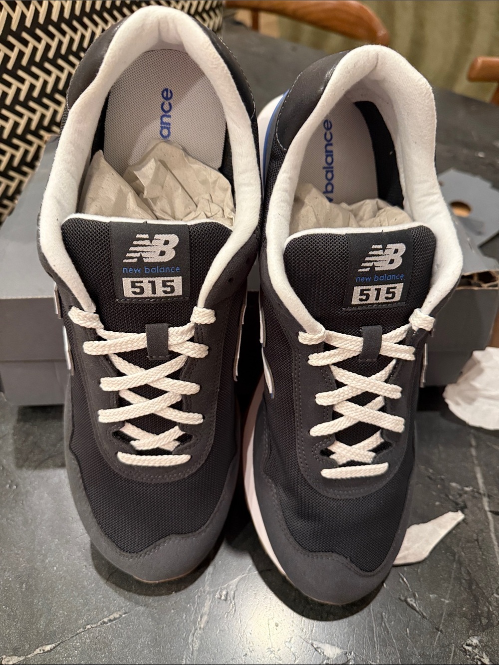 New Balance Men's Black & White 515 Retro Runner Sneakers